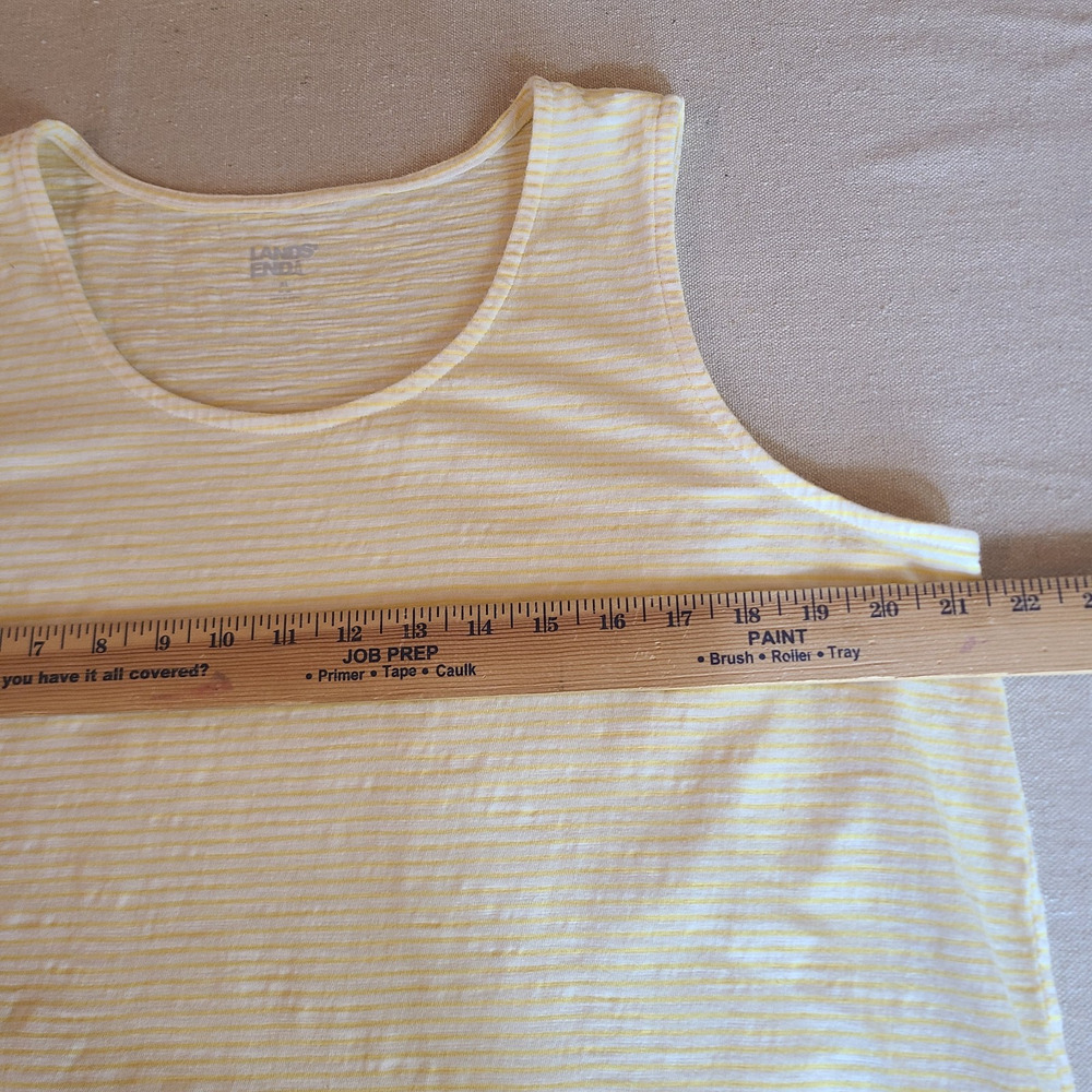 Lands End Yellow Stripe Split Hem Tunic Tank Top Casual Coastal Preppy Size XL - Picture 7 of 8